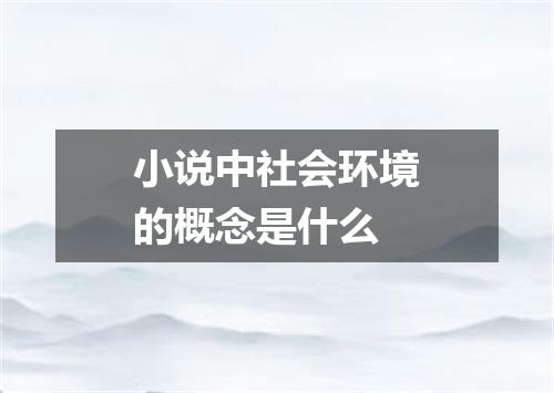 小说中社会环境的概念是什么