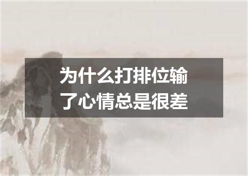 为什么打排位输了心情总是很差