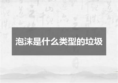 泡沫是什么类型的垃圾