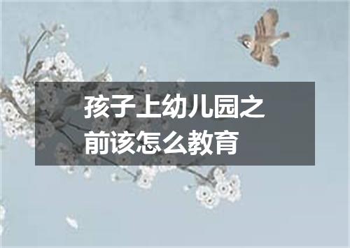 孩子上幼儿园之前该怎么教育