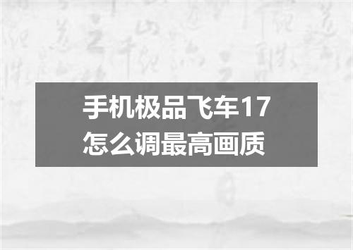 手机极品飞车17怎么调最高画质