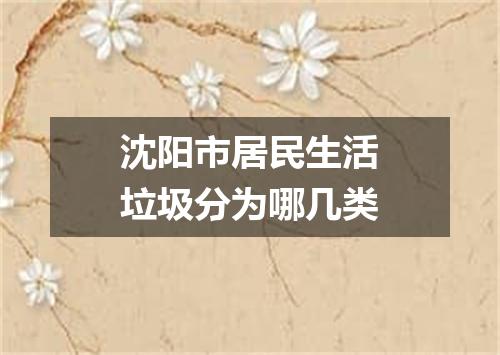 沈阳市居民生活垃圾分为哪几类