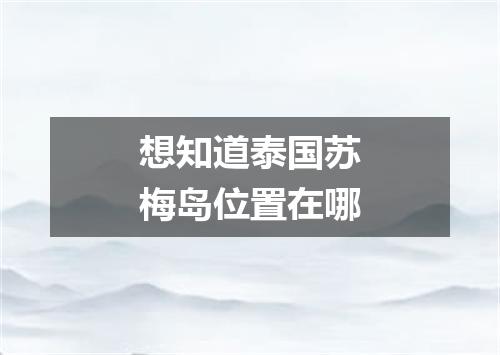 想知道泰国苏梅岛位置在哪