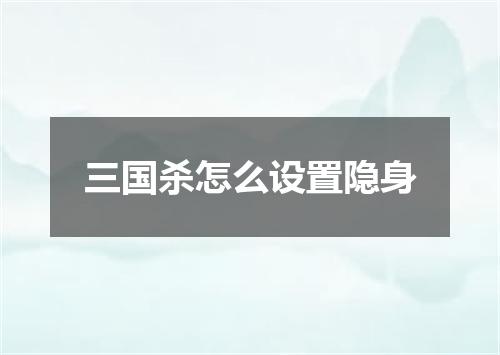 三国杀怎么设置隐身