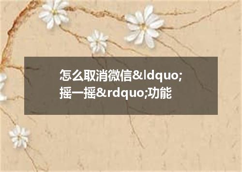 怎么取消微信&ldquo;摇一摇&rdquo;功能