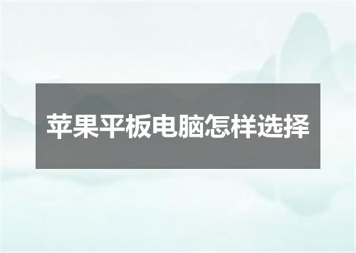 苹果平板电脑怎样选择