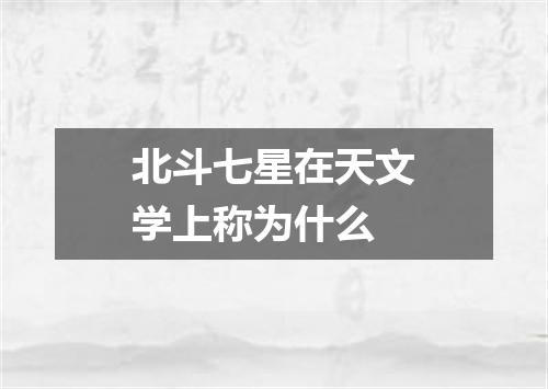 北斗七星在天文学上称为什么