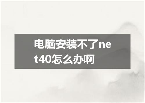 电脑安装不了net40怎么办啊