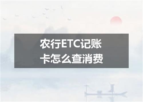农行ETC记账卡怎么查消费