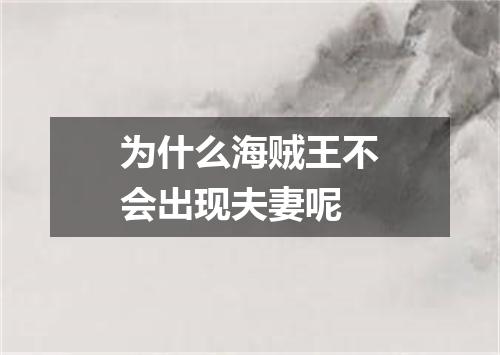 为什么海贼王不会出现夫妻呢