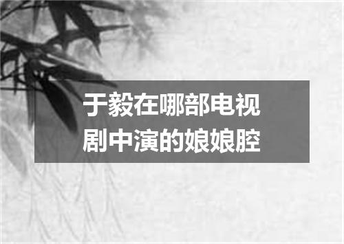 于毅在哪部电视剧中演的娘娘腔