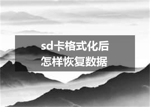 sd卡格式化后怎样恢复数据
