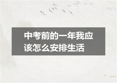 中考前的一年我应该怎么安排生活
