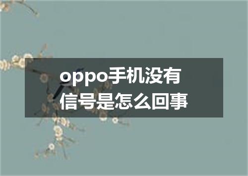 oppo手机没有信号是怎么回事