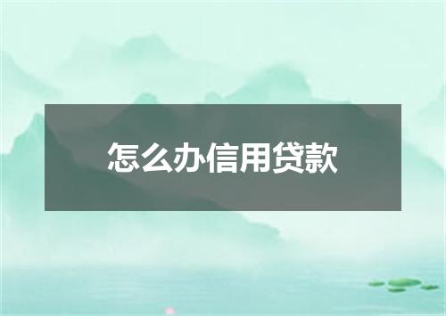怎么办信用贷款