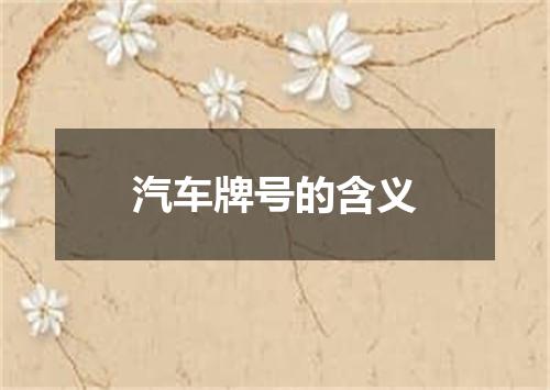 汽车牌号的含义
