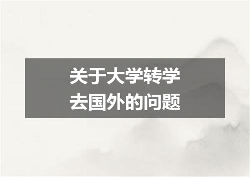 关于大学转学去国外的问题