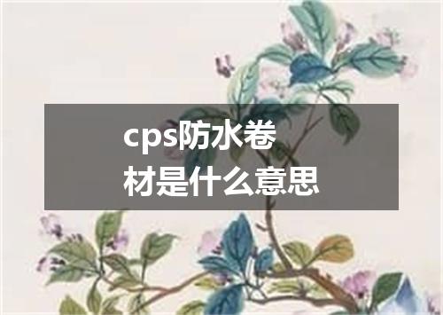 cps防水卷材是什么意思