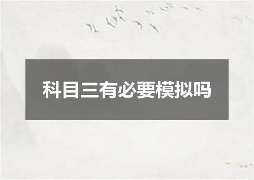 科目三有必要模拟吗