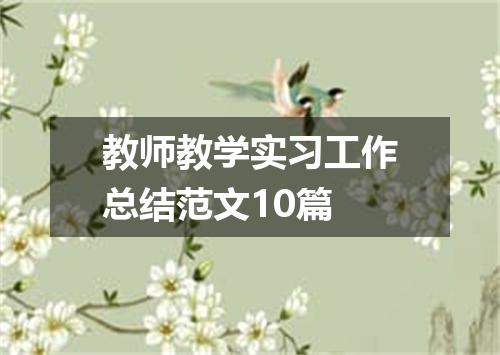 教师教学实习工作总结范文10篇