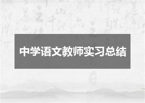 中学语文教师实习总结