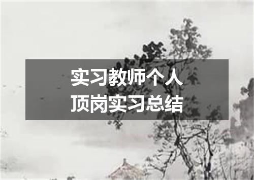 实习教师个人顶岗实习总结