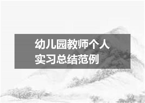幼儿园教师个人实习总结范例