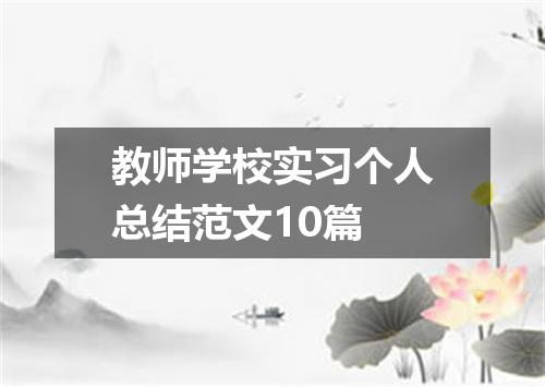 教师学校实习个人总结范文10篇