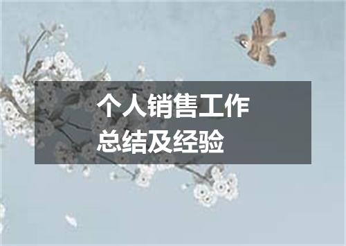 个人销售工作总结及经验