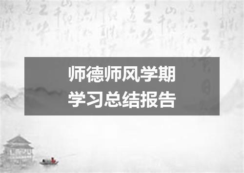师德师风学期学习总结报告