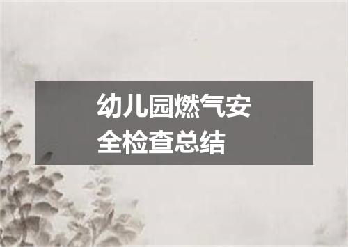 幼儿园燃气安全检查总结
