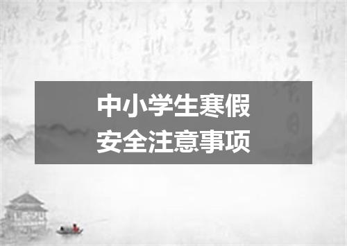 中小学生寒假安全注意事项