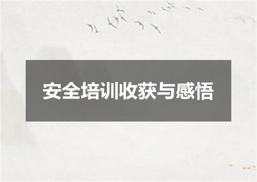 安全培训收获与感悟
