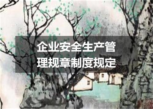 企业安全生产管理规章制度规定