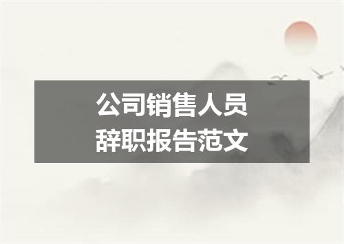 公司销售人员辞职报告范文