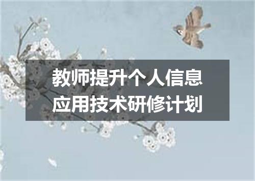 教师提升个人信息应用技术研修计划