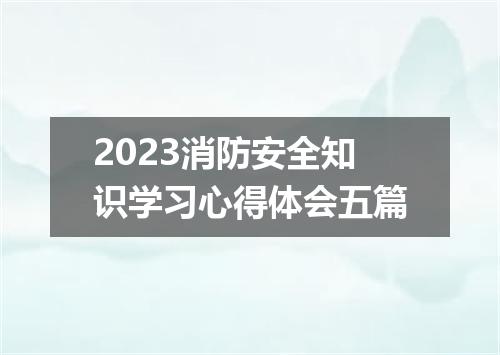 2023消防安全知识学习心得体会五篇