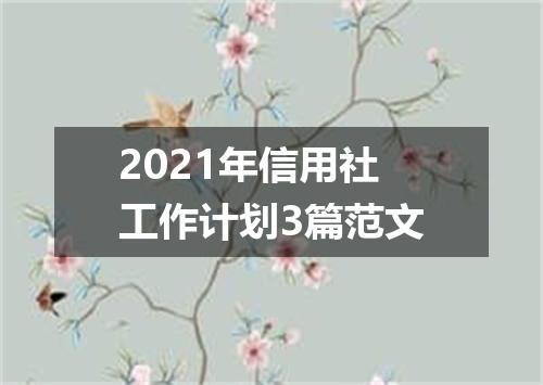 2021年信用社工作计划3篇范文