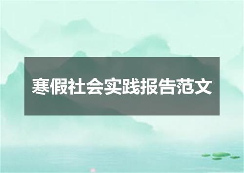 寒假社会实践报告范文