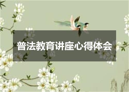 普法教育讲座心得体会