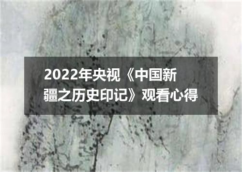 2022年央视《中国新疆之历史印记》观看心得