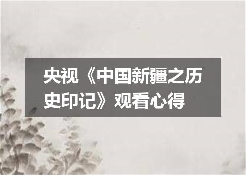 央视《中国新疆之历史印记》观看心得