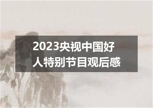 2023央视中国好人特别节目观后感