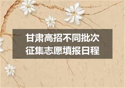甘肃高招不同批次征集志愿填报日程