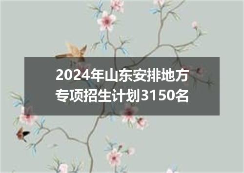 2024年山东安排地方专项招生计划3150名