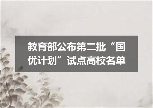 教育部公布第二批“国优计划”试点高校名单