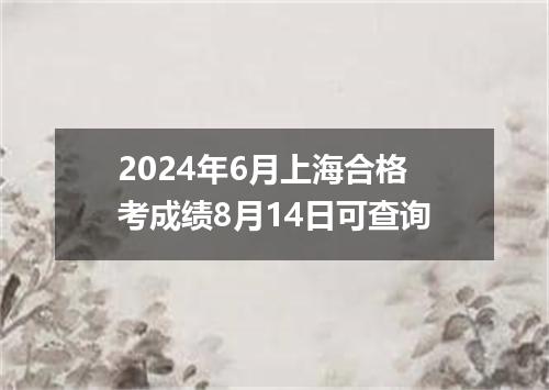 2024年6月上海合格考成绩8月14日可查询