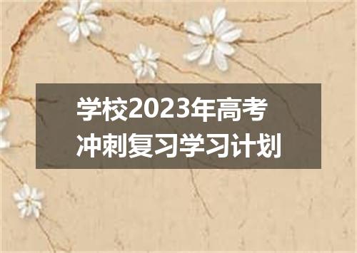 学校2023年高考冲刺复习学习计划