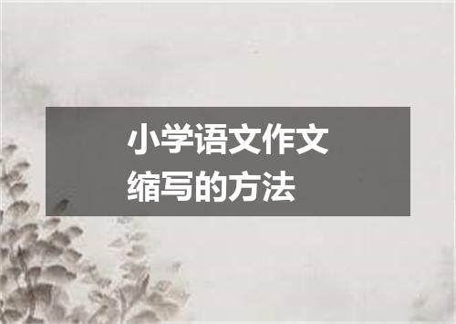 小学语文作文缩写的方法