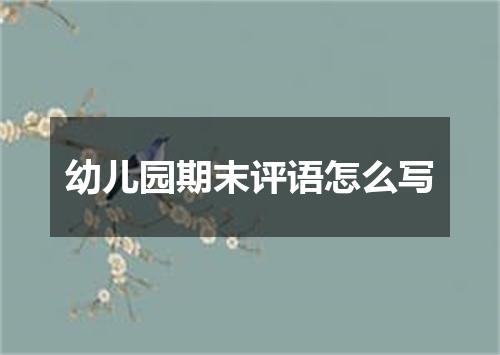 幼儿园期末评语怎么写